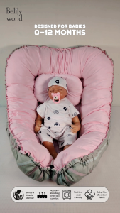 Portable Girls Pastel Twilights Baby Bed Cotton Baby Nest with Baby Pillow Removable Newborn Bed Set Until 12 MONTHS