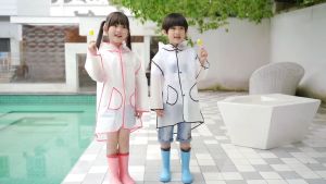 เสื้อแจ็กเก็ตกันฝน Eva แบบพลาสติกใส น่ารัก สําหรับเด็ก