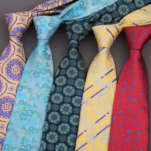 Wholesale 8cm Blues Flower Striped Men Ties Neckties Polyester Silk Jacquard Woven New Scarf Ties Accessory
