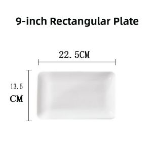 Rectangular Ceramic Rice Noodle Serving Plate Restaurant Grade White Porcelain Sushi Plate Hot Pot BBQ Small Snack Dish