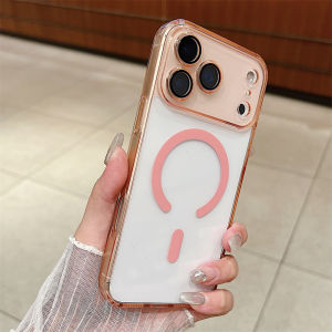 Transparent Luxury Magnetic For Magsafe Case For iPhone 17 16 15 14 13 12 11 Pro Max Plus Candy Color Acrylic Lens Film Cover
