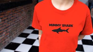 Mummy Daddy Shark - Two Shirts - Couple Set T-shirts - Red Black Cotton