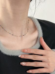 Sweet  Minimalist Beading Necklace Versatile Clavicle Chain for Girls with Titanium Steel Pendant and Chain