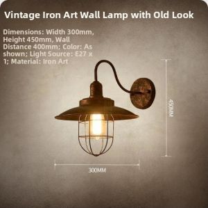 Industrial Style Iron Art Balcony Light Corridor Passageway Bar Counter Restaurant Vintage Outdoor Wall Lamp Bedroom Headboard