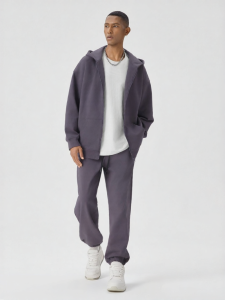 BODYDREAM | Morandi Color Heart B Emblem Loose Mens Hoodie and Sweatpants Set