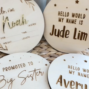 Custom Pregnancy Announcement Plaque | Personalised Baby Milestone Board | Newborn Photography Gifts