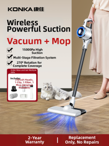 [China Plug Adapter Needed]KONKA | High Suction Power Cordless Handheld Vacuum Cleaner Integrated Mopping