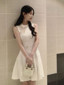 CHANGTONG | Elegant Lace-Up Waist Fitted Dress Summer Wear