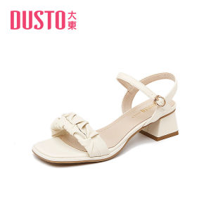 Sweet Fairy Style Thick Heel Sandals for Women Summer New Arrival DUSTO Brand Buckle Closure mid Heel PU Material Open Toe