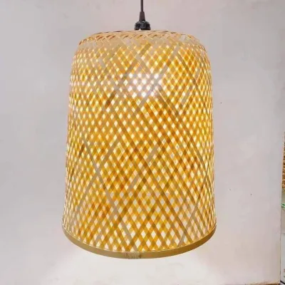 maktabah 89 / kap lampu gantung tabung / anyaman kecil / lampion / anyaman bambu