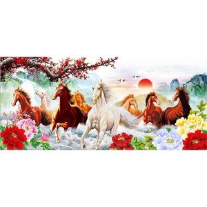 11CT Animal Running Horse Pattern Cross Stitch Kit Printed Embroidery Wall Decor