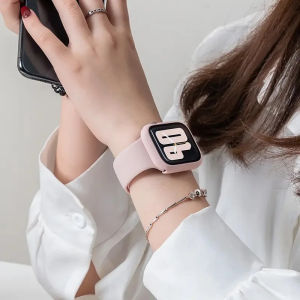 for PC Protector Case+Soft Silicone Replacement Strap Watch Band 44mm 40mm 45mm 41mm Full iWatch Series 9 8 7 6 5 4 SE Case+Strap