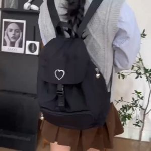 Heart-shaped drawstring flap backpack versatile crossbody bag fashionable waist bag chest bag large-capacity travel bag