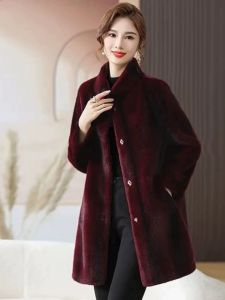 Elegant Midlife Mom Winter Coat Fur And Leather Integrated Mink Fur 2023 New Style Middle-aged And Elderly Lady Jacket