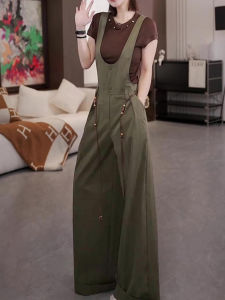 Elegant French Luxury Wide Leg Pants Womens Autumn New Fashion Loose Casual One-Piece Pants High Waist Long Polyester Fiber