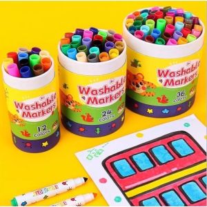 Washable Pen Markers Safe for Kids 12/24 Colors