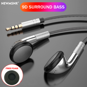 Newmsnr | 9D Surround Bass Wired Control Earphones 3.5mm In-Ear Headphones For IOS Earbuds with HD Mic Headsets Sports Gaming Handsfree
