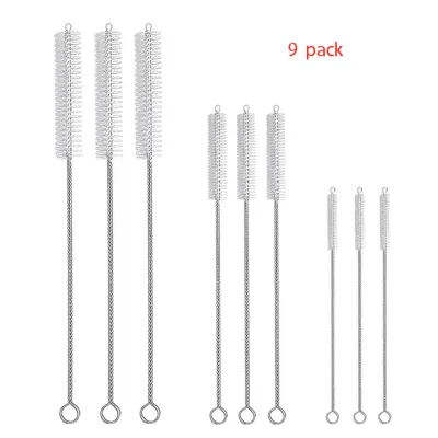 Drinking Straw Cleaning Brush Set - 9 Piece Extra Long Pipe Cleaner for Glasses Straw Cups Bottles and Tubes