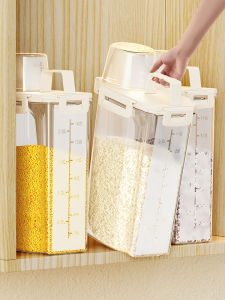 Food Grade Sealed Kitchen Storage Rice Bucket Moisture Proof Insect Resistant Grain Storage Container Nordic Style Plastic