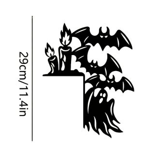 CIFbuy | CIFBUY Iron Art Wall Decor Bat Flame Silhouette Ornament No Drill Door Frame Corner Decoration For Home Porch Indoor Outdoor