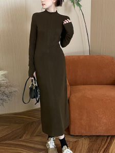 Ge·an·fei | Semi-high Collar Zipper Knit Dress Autumn