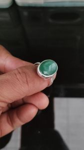 Cincin Batu Giok Hijau Green Jade Oval Perak 925 Giolette
