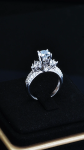 Nhẫn nữ Bạc Xi Kim Moissanite Viên Chủ 6.3mm KNNU0001 Đá CC Kim Luxury