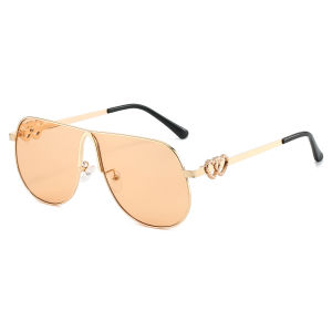 Europe American Designed Pilot Sunglasses Women Bouble Heart Refelctive Fashion Shades Large Frame Sun Glass