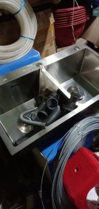 Chậu inox 304 đúc 2 hố cân chống ồn dầy dặn 8kg 82x45x26cm