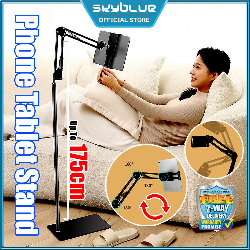 Tablet Phone Metal Stand Lazy Holder Bracket Adjustable Long Arm Floor Stand Clip For Smartphone Pad Tab Telephone Live Streaming Lazy Bracket Bedside 懒人落地支架