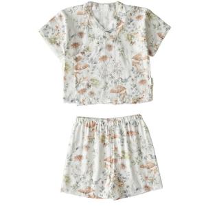 OAK FAMILY | ชุดนอนฤดูร้อนสำหรับเด็กชายและเด็กหญิง Oak Family ชุดนอนลำลองแขนสั้นบาง ชุดนอนผ้าฝ้ายผสมโพลีเอสเตอร์สำหรับเด็กวัย 1-9 ปี