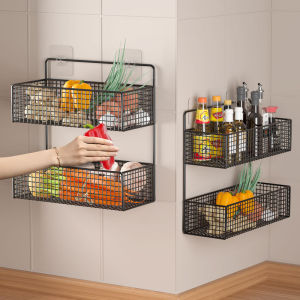 Wall Mounted Spice Rack with Hooks