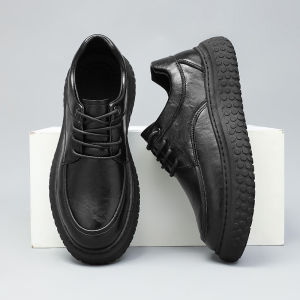 Anti-Slip Leather Shoes Mens Workwear Casual Increase Height Derby Shoes Fall Season Chef Soft Bottom Business Casual Shoes