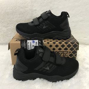 Sepatu sekolah anak PROATT MCL velcro Full black sz 31-38(FREE KAOS KAKI)