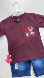 LittleCo (4) Boys Set – 100% Cotton T-Shirt with Elastic Waist Denim Shorts | Soft Breathable & Comfortable (6 Months – 8 Years Old)