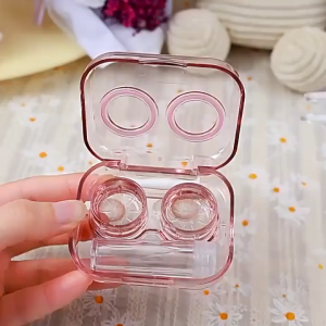 Tempat Penyimpanan Lensa + Penjepit + Tongkat Softlens Case Bening Plastik Tempat Softlens Bening Satu Set Tempat Kontak Lensa Mata MLH   B13