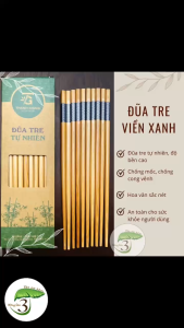 Đũa Gỗ Tre Cao Cấp Chống Mốc Viền Xanh - 1 Hộp 10 Đôi Tre Thanh Gióng