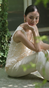 Áo lụa kim sa | Mauve Leng Keng top