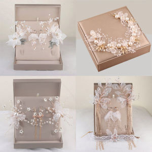 Bridal Headdress Three-Piece Set Korean Hair Accessories Mori Style Fairy Wedding Dress Hairband Hair Accessory Wedding Super Fairy Wedding Matching Minimalist