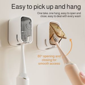 Wall Mounted Toothbrush Holder With Lid Electric Toothbrush Holder Dustproof Toothbrush Holder