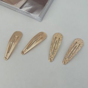 กิ๊บติดผมโลหะสีทองแบบมีรอยบิดและบิด กิ๊บติดผมแบบเรียบง่ายอเนกประสงค์สำหรับผู้หญิง ทรงหน้ามน ทรงสี่เหลี่ยม สไตล์เกาหลี แฟชั่น