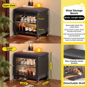 MEISD | Vintage Entryway Steel Shoe Cabinet Bench