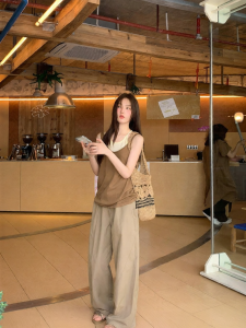 Quần tây nữ NIHAOKANONG nhiều túi cạp cao ống đứng tôn dáng thon gọn