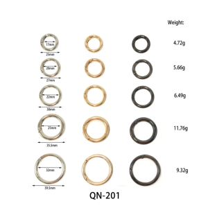 ตะขอกลม ห่วงสปริงพวงกุญแจ ตะขอข้อต่อสายกระเป๋า ห่วงกลมแบบสปริง Alloy O ring (E-2-JQN-201)