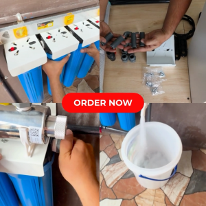 4 Stage 20" Slim Type Deepwell Water Filtration System with 6GPM 25W UV Light No Fittings