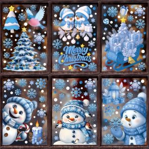 1set Christmas Window Sticker Christmas Decoration 2026 Santa Claus Snowflake Elk Glass Decals New Year Stickers Home Decor