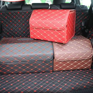 Car Foldable leather Storage box Home Trunk bag Boot Organiser Collapsible Holder [SG Seller]