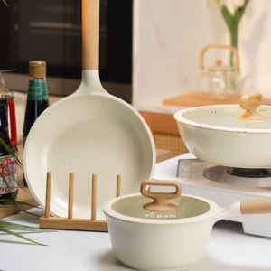 TJean Kitchen Set Wok Pot  Non-stick Cookware Set (7 Pcs) Suitable All Stove -Frying Pan/Wok/Soup Pot/Saucepan