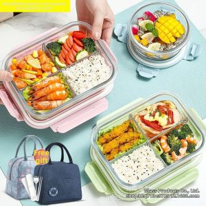 Microwave Heating Insulated Glass Food Container Set