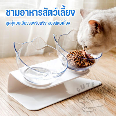 ชามอาหารสัตว์เลี้ยง ชามอาหารแมว ชามให้อาหารแมว ชุดชามคู่แบบเอียง แบบคู่/แบบเดี่ยว เอียง 15